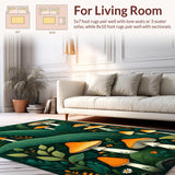 Ultra Soft Area Rug, Non Slip, Stain Resistant, Washable Area Rugs for Living Room, Bedroom, Whimsical Insect Inspired Design(Green)