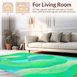 Ultra Soft Area Rug, Non Slip, Stain Resistant, Washable Area Rugs for Living Room, Bedroom, Whimsical Ogee Modern Print(Green)
