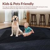 Ultra Soft Area Rug, Non Slip, Stain Resistant, Washable Area Rugs for Living Room, Bedroom, Chic Black Geometric Kids Playroom Car Rug(Black)