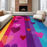 Ultra Soft Area Rug, Non Slip, Stain Resistant, Washable Area Rugs for Living Room, Bedroom, Charming Playful Rainbow Typography(Orange)