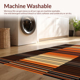 Ultra Soft Area Rug, Non Slip, Stain Resistant, Washable Area Rugs for Living Room, Bedroom, Rustic Earthy Striped Textile(Brown)