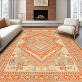 Ultra Soft Area Rug, Non Slip, Stain Resistant, Washable Area Rugs for Living Room, Bedroom, Chic Monochrome Diamond Pattern(Orange)