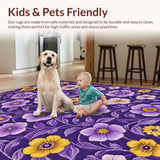 Ultra Soft Area Rug, Non Slip, Stain Resistant, Washable Area Rugs for Living Room, Bedroom, Luxurious Vibrant Garden Style(Purple)