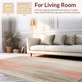 Ultra Soft Area Rug, Non Slip, Stain Resistant, Washable Area Rugs for Living Room, Bedroom, Vintage Inspired Abstract(Pink)
