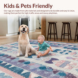 Ultra Soft Area Rug, Non Slip, Stain Resistant, Washable Area Rugs for Living Room, Bedroom, Preppy Curves Rug With Layered Bows And Playful Scallop Trim Artistic Pattern(Blue)