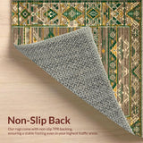 Ultra Soft Area Rug, Non Slip, Stain Resistant, Washable Area Rugs for Living Room, Bedroom, Lively Trellis Design in Greens(Brown)