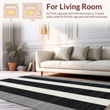 Ultra Soft Area Rug, Non Slip, Stain Resistant, Washable Area Rugs for Living Room, Bedroom, Modern Textured Black and White Style(Black)