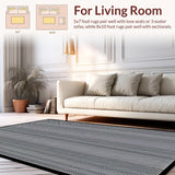 Ultra Soft Area Rug, Non Slip, Stain Resistant, Washable Area Rugs for Living Room, Bedroom, Eclectic Striped Black White Contrast(Gray)