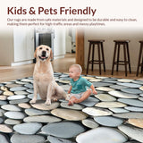 Ultra Soft Area Rug, Non Slip, Stain Resistant, Washable Area Rugs for Living Room, Bedroom, Trendy Bathroom Stone with Grey and Beige Pebble Design(Gray)