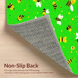 Ultra Soft Area Rug, Non Slip, Stain Resistant, Washable Area Rugs for Living Room, Bedroom, Colorful Bee Artistry Rug(Green)