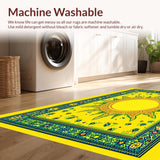 Ultra Soft Area Rug, Non Slip, Stain Resistant, Washable Area Rugs for Living Room, Bedroom, Charming Retro Sunbeam Artwork(Yellow)