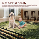 Ultra Soft Area Rug, Non Slip, Stain Resistant, Washable Area Rugs for Living Room, Bedroom, Serene Nature Inspired Earthy Palette(Green)