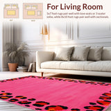 Ultra Soft Area Rug, Non Slip, Stain Resistant, Washable Area Rugs for Living Room, Bedroom, Eclectic Pink Animal Graphics(Pink)