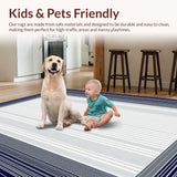 Ultra Soft Area Rug, Non Slip, Stain Resistant, Washable Area Rugs for Living Room, Bedroom, Sophisticated Modern Ogee Motif(Gray)