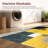 Ultra Soft Area Rug, Non Slip, Stain Resistant, Washable Area Rugs for Living Room, Bedroom, Bold Geometric Yellow Harmony(Yellow)