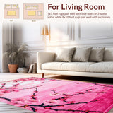 Ultra Soft Area Rug, Non Slip, Stain Resistant, Washable Area Rugs for Living Room, Bedroom, Japanese Garden Inspired Motif(Pink)