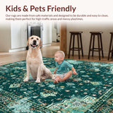Ultra Soft Area Rug, Non Slip, Stain Resistant, Washable Area Rugs for Living Room, Bedroom, Artistic Vintage Distressed Appeal(Blue)