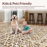 Ultra Soft Area Rug, Non Slip, Stain Resistant, Washable Area Rugs for Living Room, Bedroom, Artful Abstract Rustic Design(Brown)