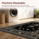 Ultra Soft Area Rug, Non Slip, Stain Resistant, Washable Area Rugs for Living Room, Bedroom, Chic Gothic Artful Design(Black)