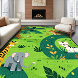 Ultra Soft Area Rug, Non Slip, Stain Resistant, Washable Area Rugs for Living Room, Bedroom, Educational Animal Artful Arrangement(Green)