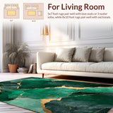 Ultra Soft Area Rug, Non Slip, Stain Resistant, Washable Area Rugs for Living Room, Bedroom, Modern Opulent Marble Aesthetic(Green)