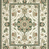 Indoor Beige Green Medallion Accent Area(Ivory)