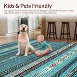 Ultra Soft Area Rug, Non Slip, Stain Resistant, Washable Area Rugs for Living Room, Bedroom, Sophisticated Black and White Design(Blue)