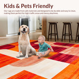 Ultra Soft Area Rug, Non Slip, Stain Resistant, Washable Area Rugs for Living Room, Bedroom, Vibrant Copper Toned Artistry(Orange)