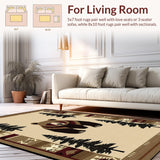 Ultra Soft Area Rug, Non Slip, Stain Resistant, Washable Area Rugs for Living Room, Bedroom, Rustic Wildlife Bear Aesthetic(Beige)