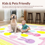 Ultra Soft Area Rug, Non Slip, Stain Resistant, Washable Area Rugs for Living Room, Bedroom, Radiant Spring Floral Accents(Pink)