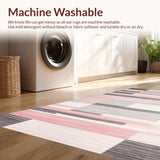 Ultra Soft Area Rug, Non Slip, Stain Resistant, Washable Area Rugs for Living Room, Bedroom, Chic Blush Geometric Elegance(Gray)