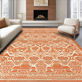 Ultra Soft Area Rug, Non Slip, Stain Resistant, Washable Area Rugs for Living Room, Bedroom, Stylish Pastel Floral Accents(Orange)