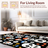 Ultra Soft Area Rug, Non Slip, Stain Resistant, Washable Area Rugs for Living Room, Bedroom, Playful Black and White Design(Black)