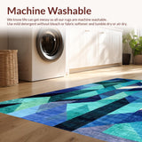 Ultra Soft Area Rug, Non Slip, Stain Resistant, Washable Area Rugs for Living Room, Bedroom, Modern Abstract Teal Rug: Geometric Ombre Carpet Design(Blue)