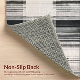 Ultra Soft Area Rug, Non Slip, Stain Resistant, Washable Area Rugs for Living Room, Bedroom, Black and White Linear Patterned Rug, Non Slip Absorbent Design(Black)