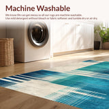 Ultra Soft Area Rug, Non Slip, Stain Resistant, Washable Area Rugs for Living Room, Bedroom, Dynamic Modern Curvilinear Pattern(Blue)
