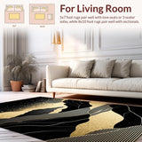 Ultra Soft Area Rug, Non Slip, Stain Resistant, Washable Area Rugs for Living Room, Bedroom, Chic Opulent Textured Border(Gold)