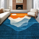 Ultra Soft Area Rug, Non Slip, Stain Resistant, Washable Area Rugs for Living Room, Bedroom, Playful Organic Landscape Visual(Orange)
