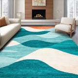 Ultra Soft Area Rug, Non Slip, Stain Resistant, Washable Area Rugs for Living Room, Bedroom, Calming Aqua Coral Abstract Flow(Blue)