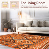 Ultra Soft Area Rug, Non Slip, Stain Resistant, Washable Area Rugs for Living Room, Bedroom, Lively Orange Trellis Design(Orange)