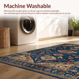 Ultra Soft Area Rug, Non Slip, Stain Resistant, Washable Area Rugs for Living Room, Bedroom, Tribal Inspired Vintage Motif(Blue)
