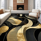 Ultra Soft Area Rug, Non Slip, Stain Resistant, Washable Area Rugs for Living Room, Bedroom, Bold Dynamic Symmetrical Style(Gold)