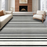 Ultra Soft Area Rug, Non Slip, Stain Resistant, Washable Area Rugs for Living Room, Bedroom, Classic Bistro Inspired Linear Pattern Washable Reversible Floor Mat(Black)