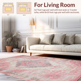 Ultra Soft Area Rug, Non Slip, Stain Resistant, Washable Area Rugs for Living Room, Bedroom, Trendy Striped Earthy Palette(Pink)