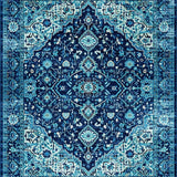 Ultra Soft Area Rug, Non Slip, Stain Resistant, Washable Area Rugs for Living Room, Bedroom, Elegant Faded Floral Arrangement(Blue)