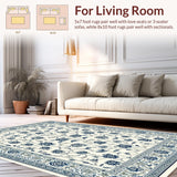 Ultra Soft Area Rug, Non Slip, Stain Resistant, Washable Area Rugs for Living Room, Bedroom, Delicate Avian Inspired Decor(White)