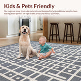 Ultra Soft Area Rug, Non Slip, Stain Resistant, Washable Area Rugs for Living Room, Bedroom, Playful Dog Themed Whimsical Style(Gray)