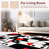 Ultra Soft Area Rug, Non Slip, Stain Resistant, Washable Area Rugs for Living Room, Bedroom, Quirky Colorful Geometric Layout(Red)
