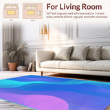 Ultra Soft Area Rug, Non Slip, Stain Resistant, Washable Area Rugs for Living Room, Bedroom, Artful Gradient Swirl Motif(Blue)