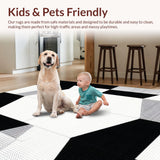 Ultra Soft Area Rug, Non Slip, Stain Resistant, Washable Area Rugs for Living Room, Bedroom, Sleek Minimalist Monochrome Accent(Black)
